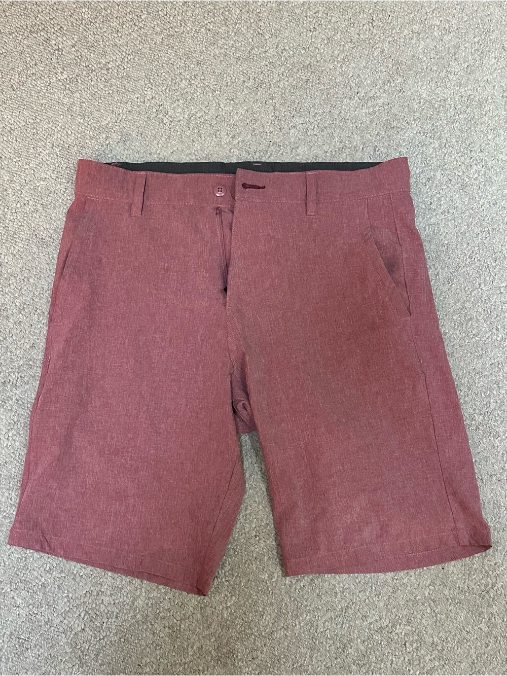burnside Men's Flat-Front Shorts in Burgundy